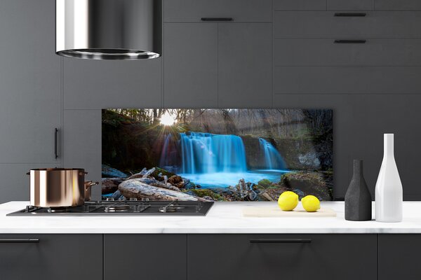 Sklenený obklad Do kuchyne Slnko vodopád príroda 125x50 cm