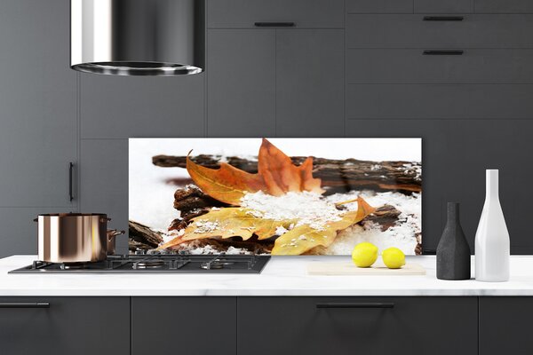 Sklenený obklad Do kuchyne List les jeseň príroda 125x50 cm