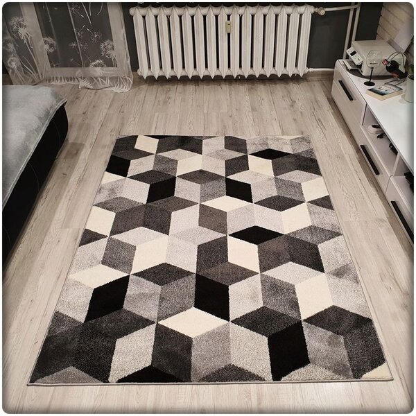 Dekorstudio Moderný koberec SUMATRA - Čierne kosoštvorce Rozmer koberca: 60x100cm