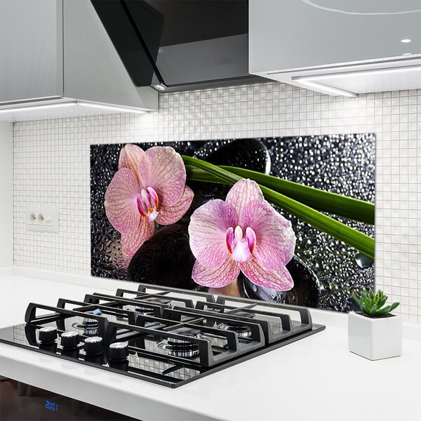 Sklenený obklad Do kuchyne Kvety orchidea kamene zen 120x60 cm