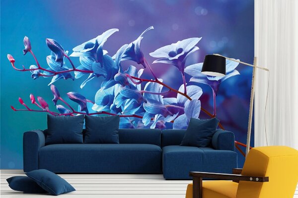 DIMEX | Vliesové fototapety na stenu Modré orchidey MS-5-1312 | 375 x 250 cm | modrá, červená