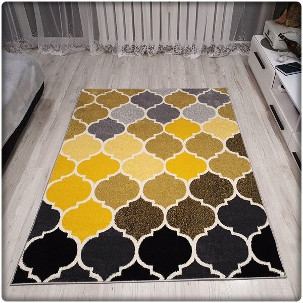 Dekorstudio Moderný koberec SUMATRA - Žltý marocký vzor Rozmer koberca: 160x220cm