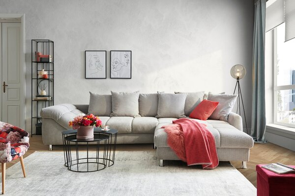 SEDACIA SÚPRAVA, textil, sivá, strieborná Carryhome - Sedačky