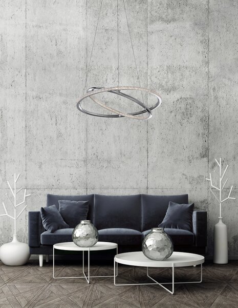 LED luster Livorno 45 Chrome – Sivá