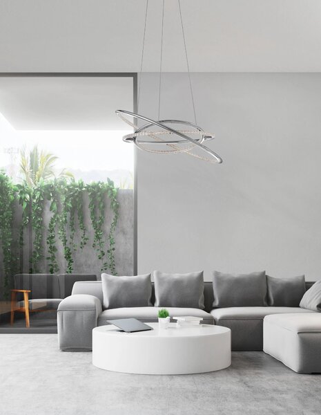 LED luster Livorno 60 Chrome – Sivá