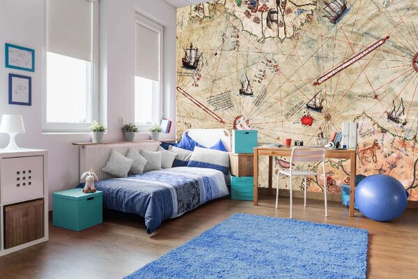 DIMEX | Vliesové fototapety na stenu Mapa Piri Reis MS-5-1520 | 375 x 250 cm | zlatá, hnedá, šedá