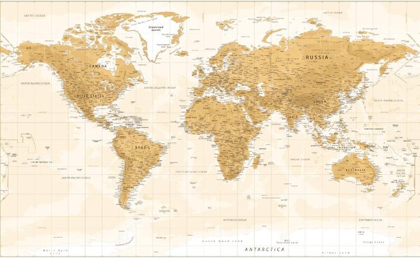 DIMEX | Vliesové fototapety na stenu Mapa sveta MS-5-1521 | 375 x 250 cm | biela, béžová, hnedá