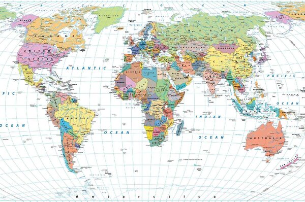 Samolepiaca vliesová fototapeta Podrobná mapa sveta 375 x 250 cm