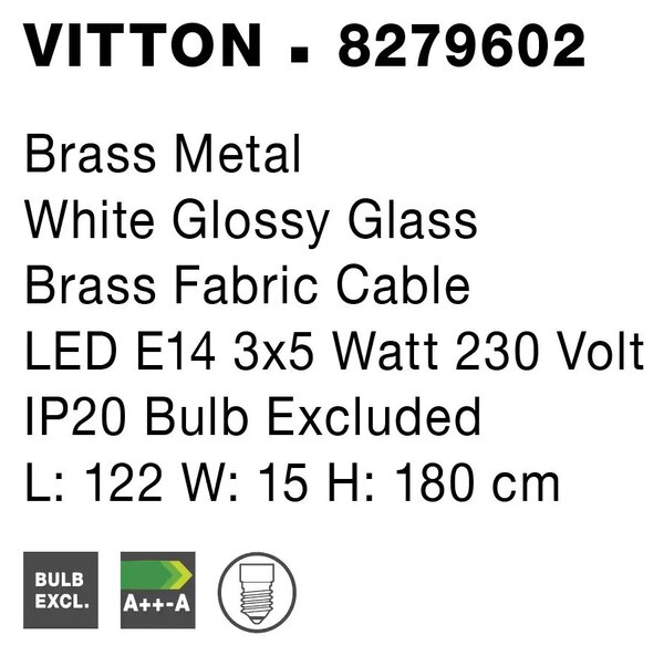 Luster na lanku Vitton 180 mosadz – Zlatá