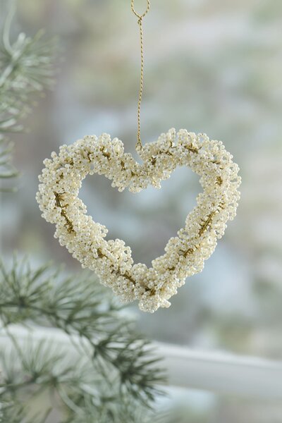 Závesná dekorácia Heart White Beads