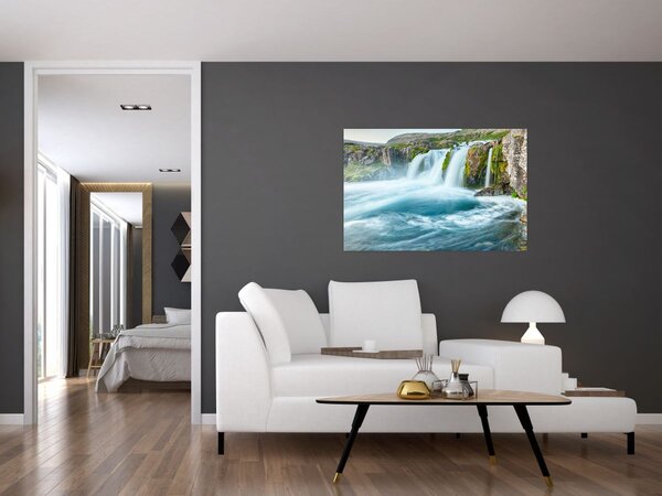 Obraz - Skaly s vodopádmi (90x60 cm)