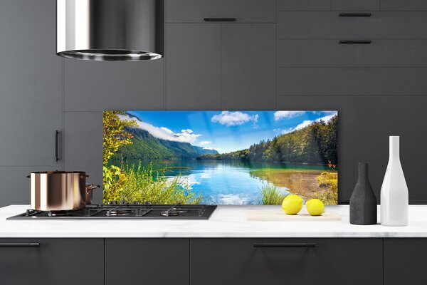 Sklenený obklad Do kuchyne Hory les príroda jazero 125x50 cm