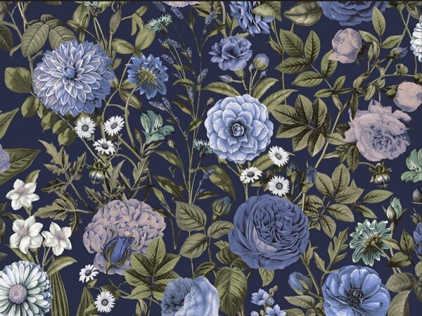 Vinylová tapeta Velvet Bloom tmavomodrá