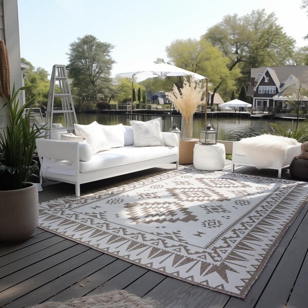 Krémovo-hnedý vonkajší koberec 80x150 cm Gemini – Elle Decoration