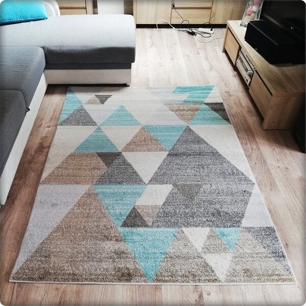 Moderný koberec RELAX - Tyrkysové trojuholníky Rozmer koberca: 80x150cm