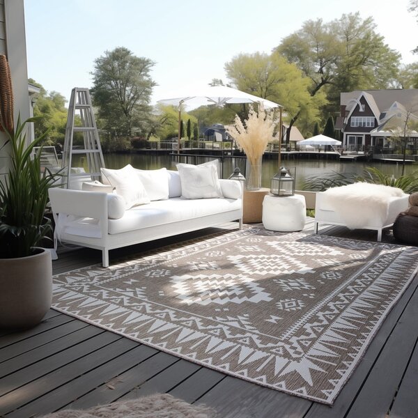 Krémovo-hnedý vonkajší koberec 80x150 cm Gemini – Elle Decoration