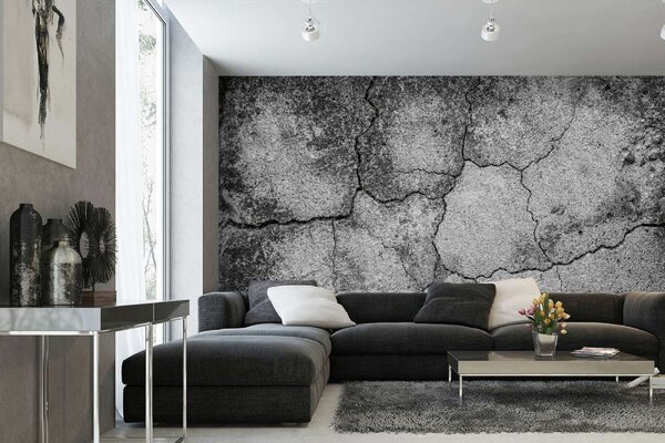 DIMEX | Vliesové fototapety na stenu Starý betónový cement MS-5-2644 | 375 x 250 cm | čierna, šedá