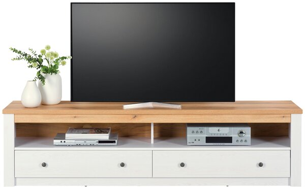 SKRINKA POD TV, biela, farba smrekovca, 201/52/42 cm Landscape - TV nábytok