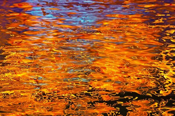 DIMEX | Vliesové fototapety na stenu Odraz svetla vo vode MS-5-2564 | 375 x 250 cm | čierna, oranžová