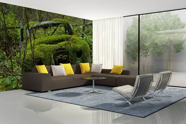 DIMEX | Vliesové fototapety na stenu Auto pokryté machom MS-5-2724 | 375 x 250 cm | zelená