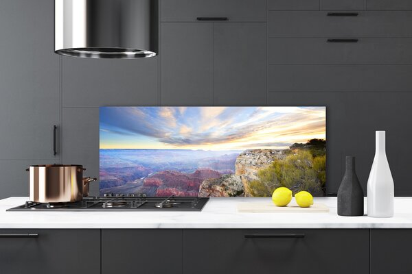 Sklenený obklad Do kuchyne More hory príroda 125x50 cm