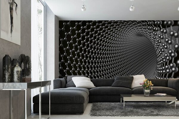 DIMEX | Vliesové fototapety na stenu Štruktúra uhlíkových nanotrubíc MS-5-2596 | 375 x 250 cm | biela, čierna