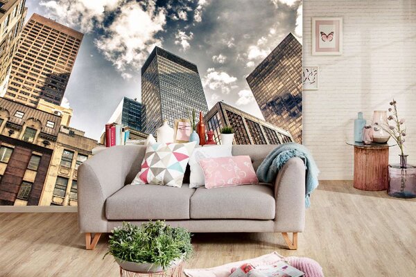 DIMEX | Vliesové fototapety na stenu Panoráma New York City MS-5-2979 | 375 x 250 cm | modrá, biela, hnedá