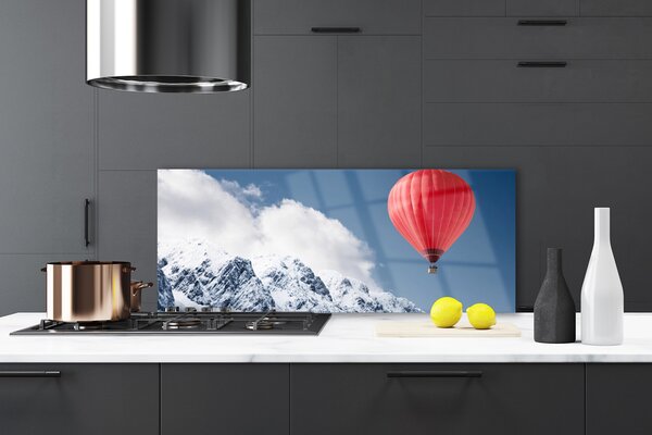 Sklenený obklad Do kuchyne Balón vrcholy hor zima 125x50 cm