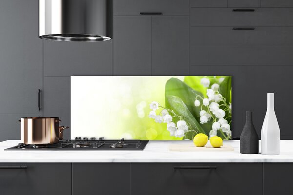 Sklenený obklad Do kuchyne Konvalinky listy kvety lúka 125x50 cm