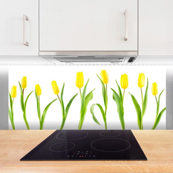 Sklenený obklad Do kuchyne Žlté tulipány kvety 125x50 cm