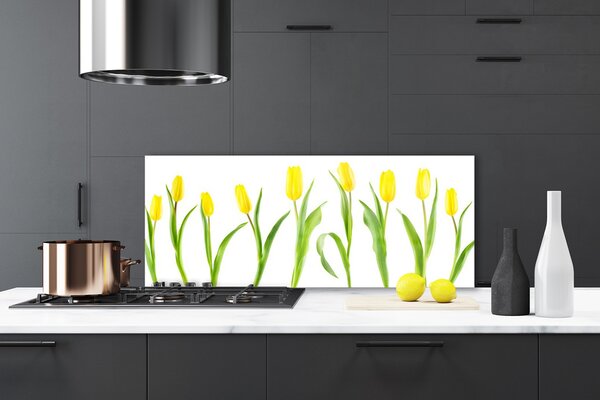 Sklenený obklad Do kuchyne Žlté tulipány kvety 125x50 cm
