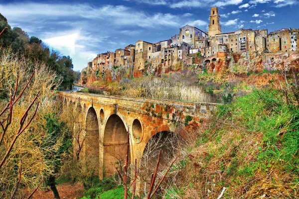 DIMEX | Vliesové fototapety na stenu Pitigliano MS-5-0641 | 375 x 250 cm | zelená, modrá, šedá