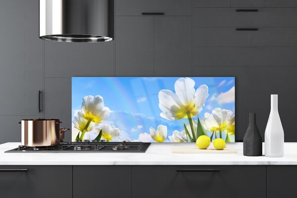 Sklenený obklad Do kuchyne Rastliny kvety tulipány 125x50 cm