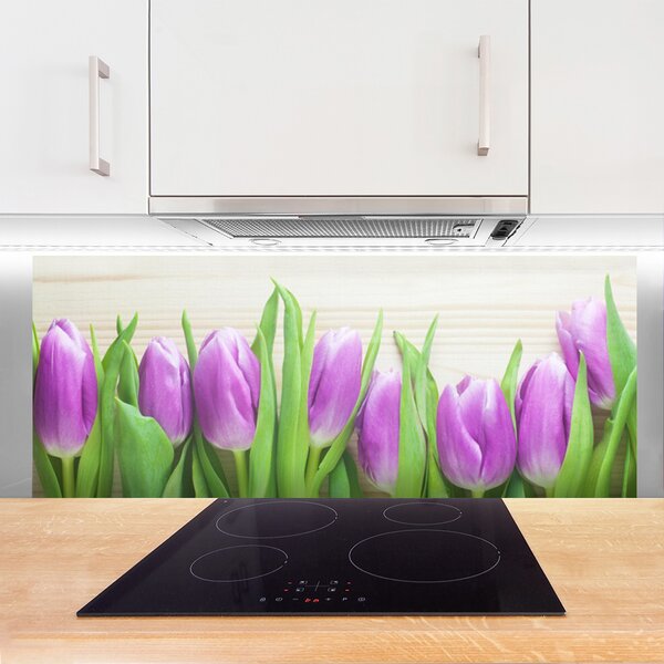 Sklenený obklad Do kuchyne Tulipány kvety príroda 125x50 cm