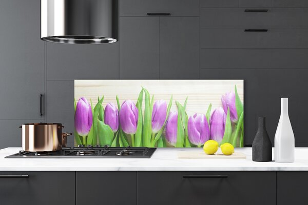 Sklenený obklad Do kuchyne Tulipány kvety príroda 125x50 cm