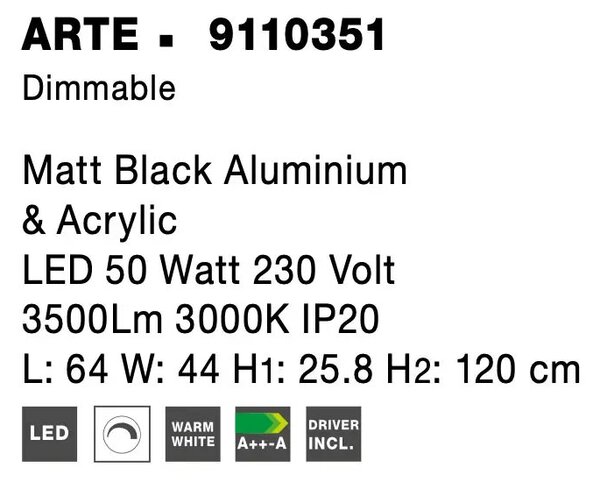 LED luster Arte 64 čierne – Čierna