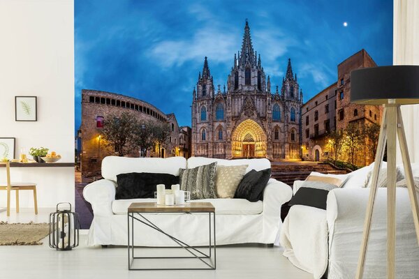 DIMEX | Vliesové fototapety na stenu Gotická štvrť v Barcelone MS-5-0993 | 375 x 250 cm | modrá, hnedá
