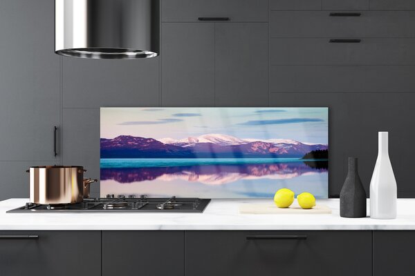 Sklenený obklad Do kuchyne Hory jazero príroda 125x50 cm