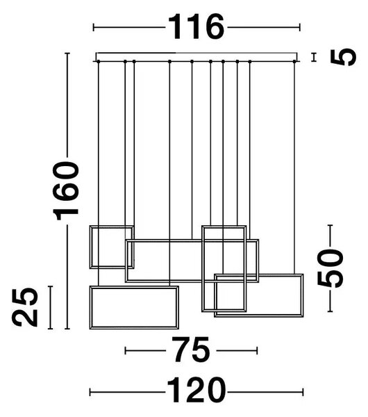 LED luster Cornice – Čierna