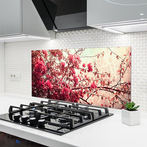Sklenený obklad Do kuchyne Vetvy listy príroda 120x60 cm