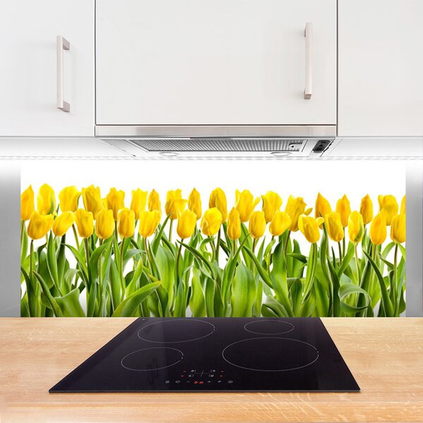Sklenený obklad Do kuchyne Tulipány kvety príroda 125x50 cm