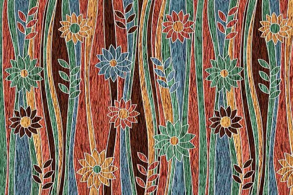 DIMEX | Vliesové fototapety na stenu Záhradný dekoratívny vzor MS-5-1458 | 375 x 250 cm | zelená, modrá, červená, oranžová, hnedá
