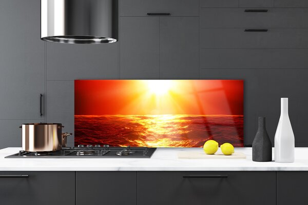 Sklenený obklad Do kuchyne Západ slnka more vlna 125x50 cm