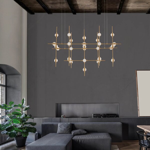 LED luster Atomo 106 zlaté s diaľkovým ovládaním – Zlatá