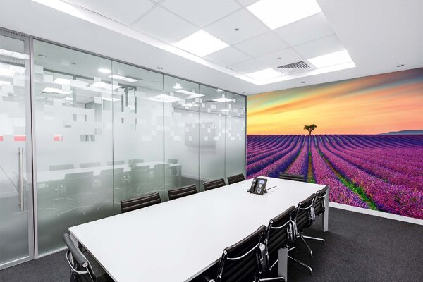 DIMEX | Vliesové fototapety na stenu Kvitnúce levanduľové pole MS-5-1730 | 375 x 250 cm | fialová, žltá, oranžová