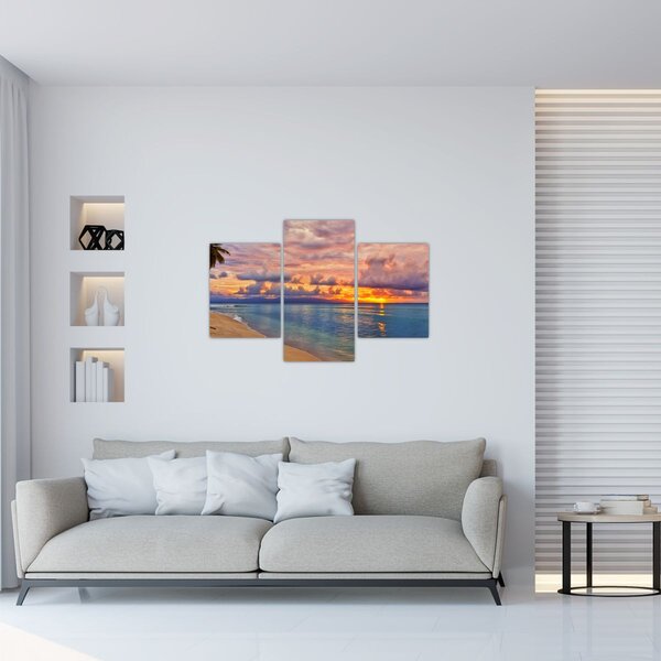 Obraz - Západ slnka na pláži (90x60 cm)