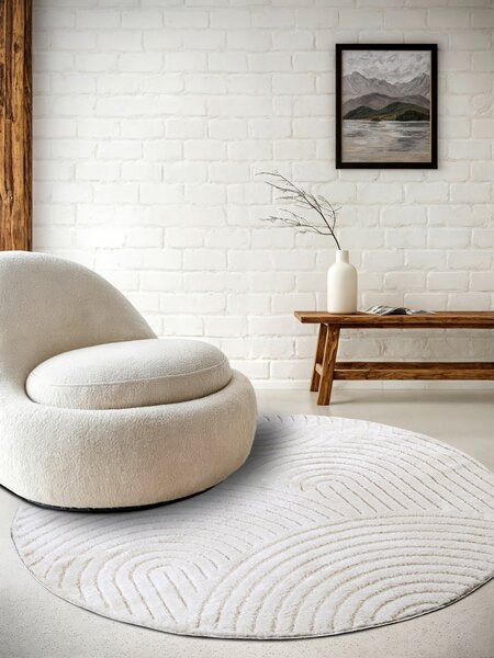 ELLE Decoration , Kusový koberec New York 106203 White kruh, 160x160 (priemer) kruh, biela, chodba / predsieň