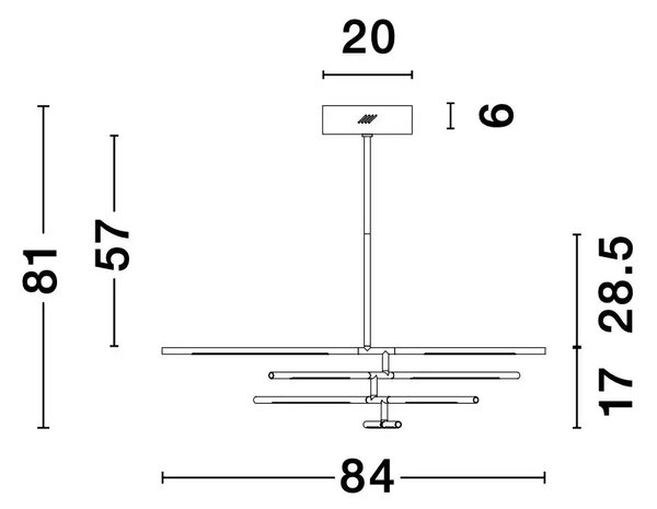 LED luster Raccio 84 zlaté – Zlatá
