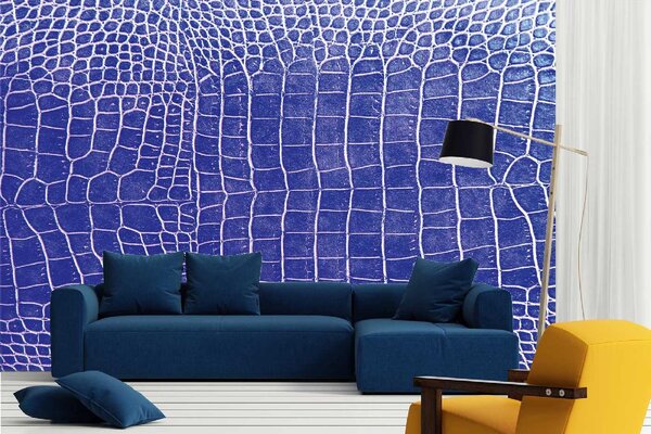 DIMEX | Vliesové fototapety na stenu Krokodília koža MS-5-2581 | 375 x 250 cm | modrá, biela
