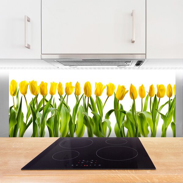 Sklenený obklad Do kuchyne Tulipány kvety príroda 125x50 cm